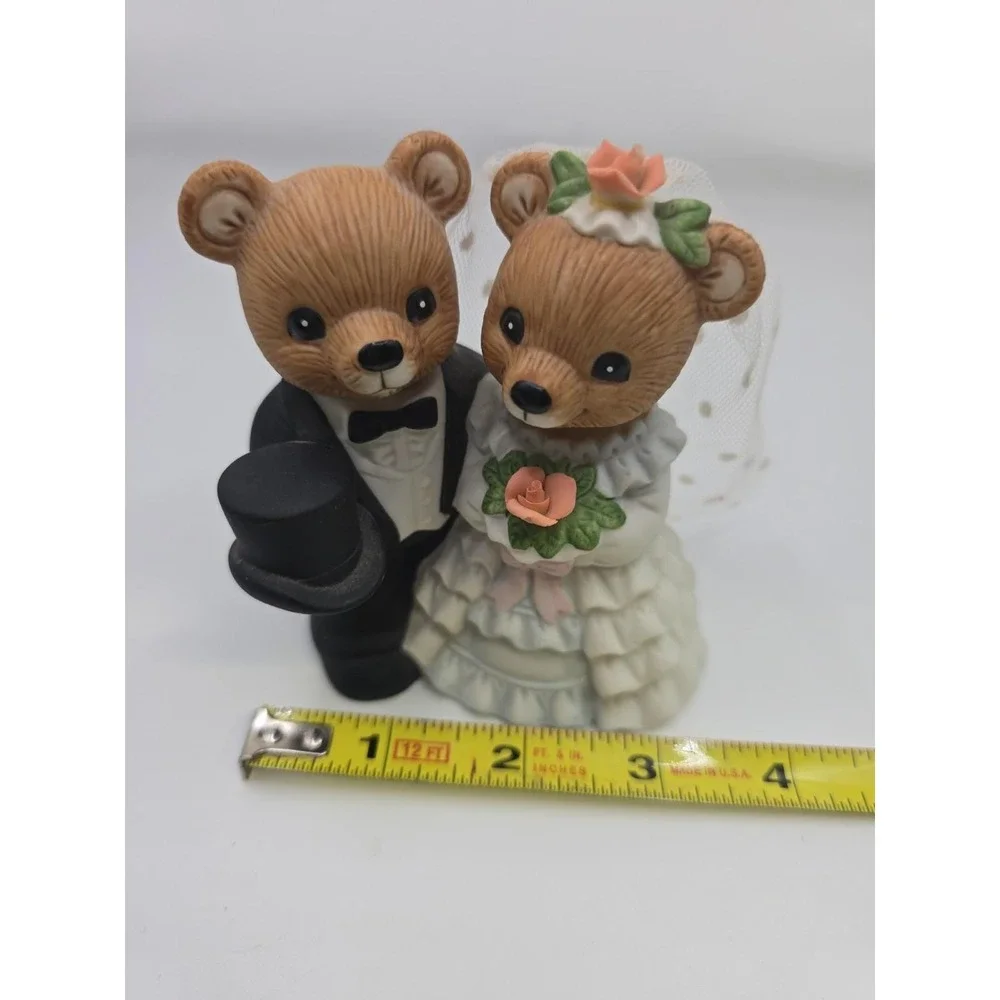Vintage HomeCo Teddy Bear Bride Groom Wedding Cake Topper Figurine 1970s
